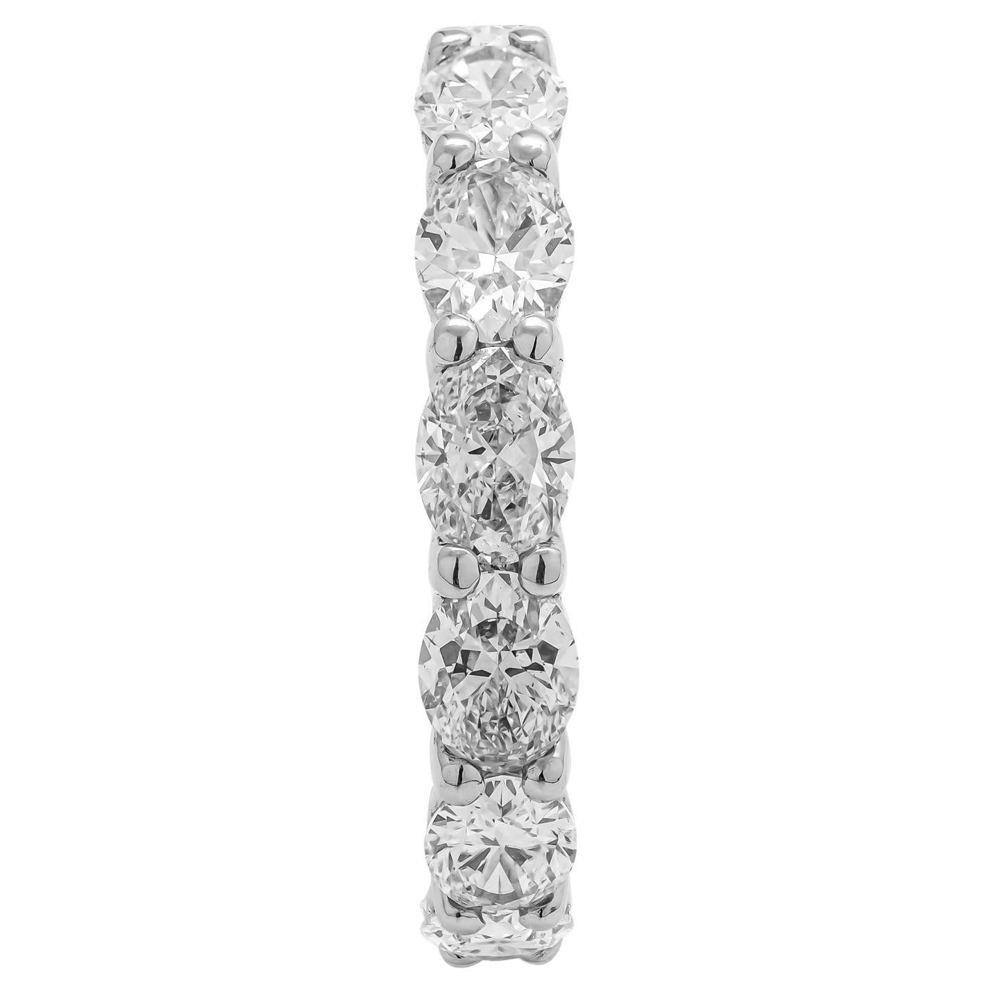 Modern GIA Certified Oval Cut East-West Anniversary Band in Platinum 3.95 Carat For Sale