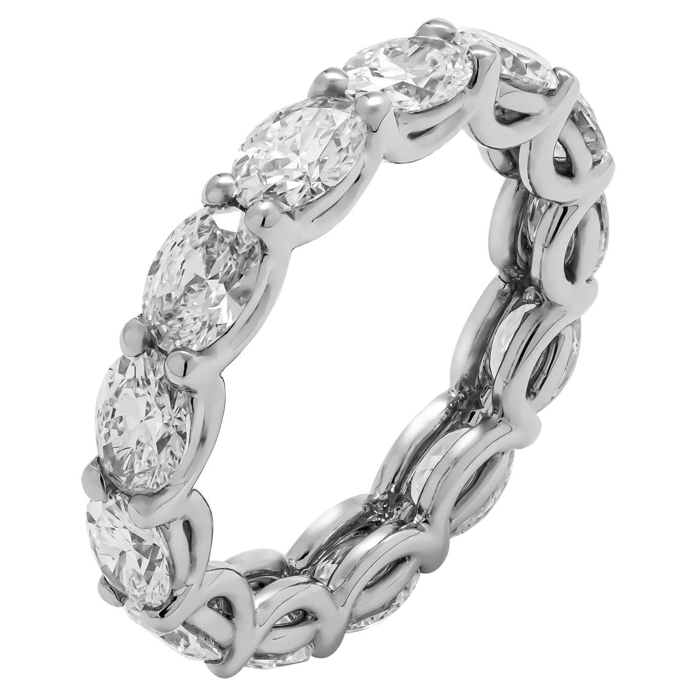 GIA Certified Oval Cut East-West Anniversary Band in Platinum 3.95 Carat For Sale