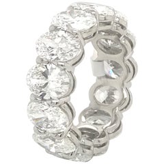 GIA Certified Oval Cut Eternity Wedding Band 9.25 Carats E-G VVS1-VS2 Platinum