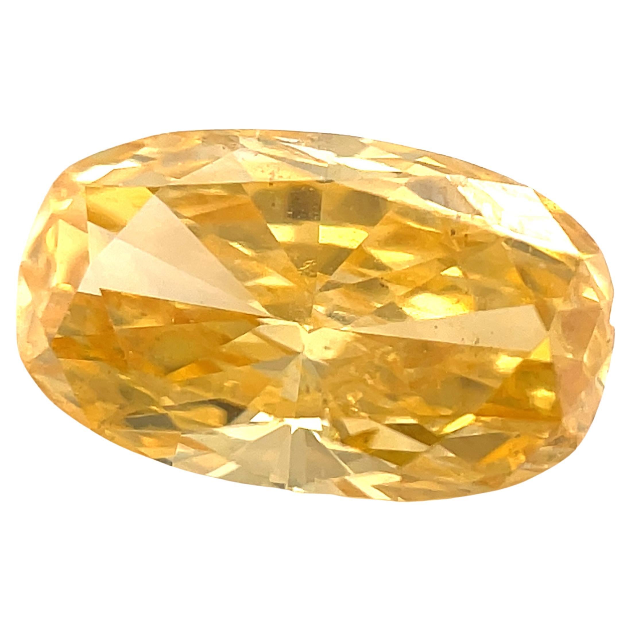 GIA Certified 18 Karat Gold Fancy Intense Orange Yellow Diamond