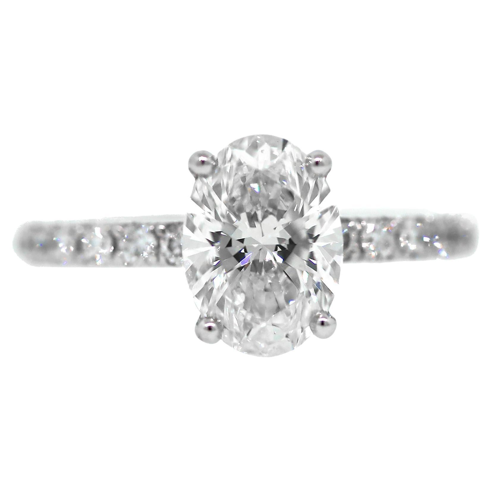 GIA Certified Oval Diamond Engagement Ring For Sale