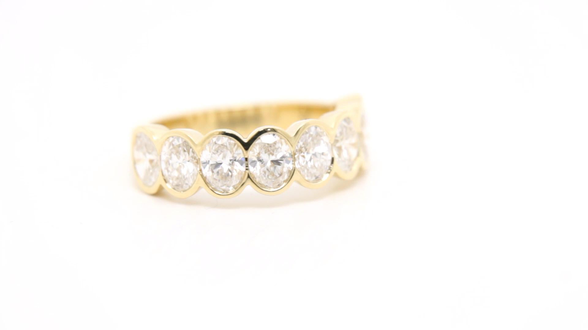 GIA Certified 2.48ct Oval Diamond Half Bezel Band In New Condition For Sale In Hong Kong, HK
