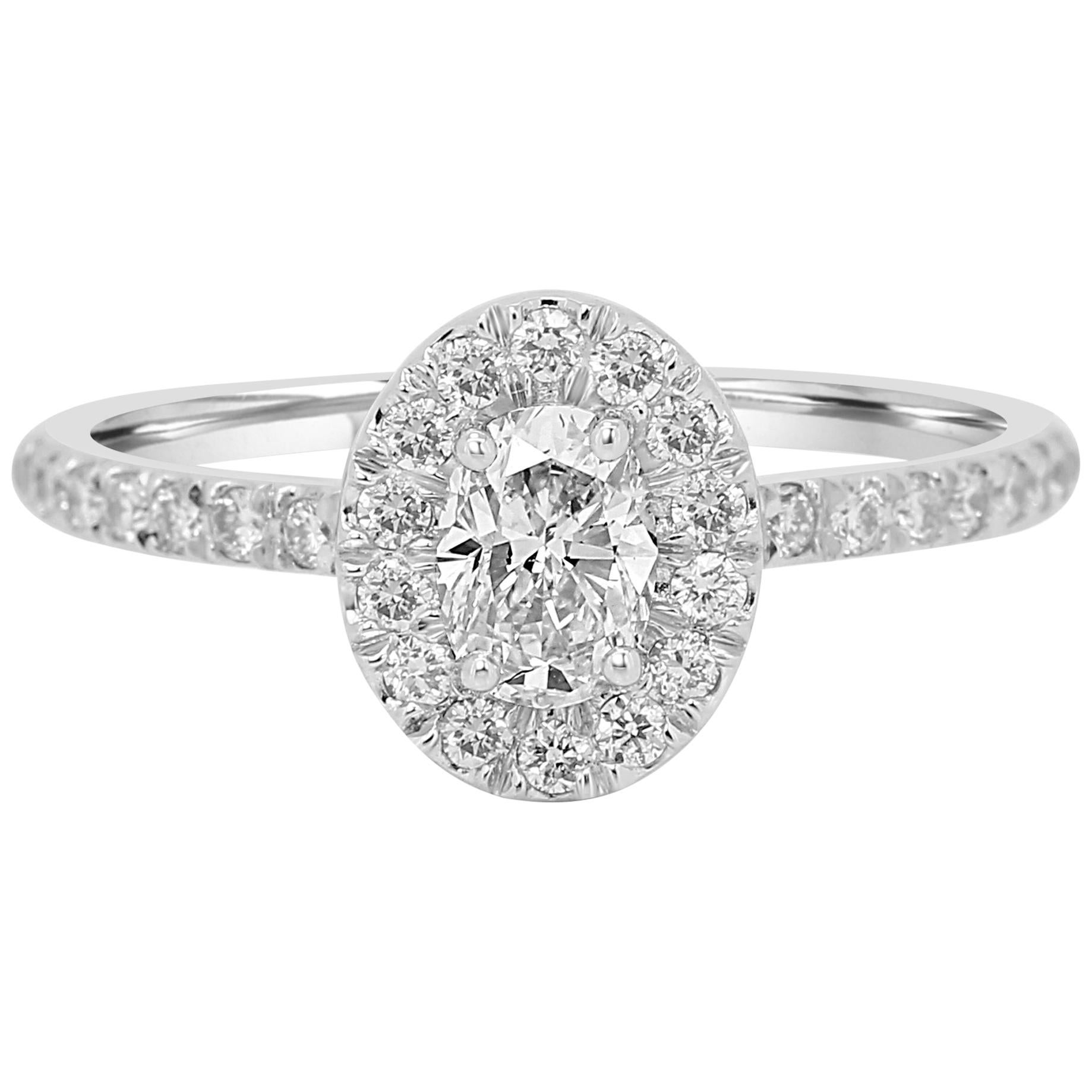 GIA Certified Oval Diamond Halo Gold Bridal Engagement Ring