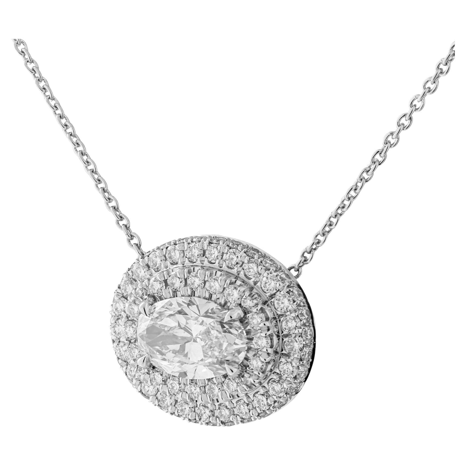 GIA Certified Oval Diamond Pendant For Sale