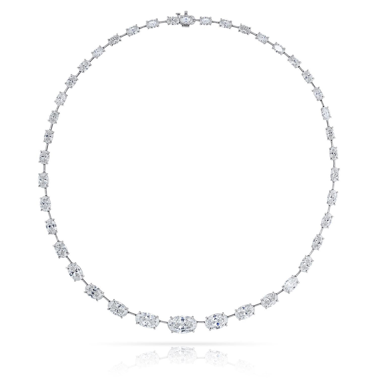 GIA Certified Oval Diamond Riviera Necklace In New Condition In New York, NY