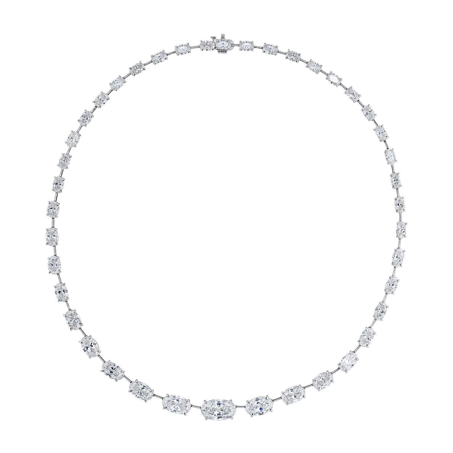 GIA Certified Oval Diamond Riviera Necklace