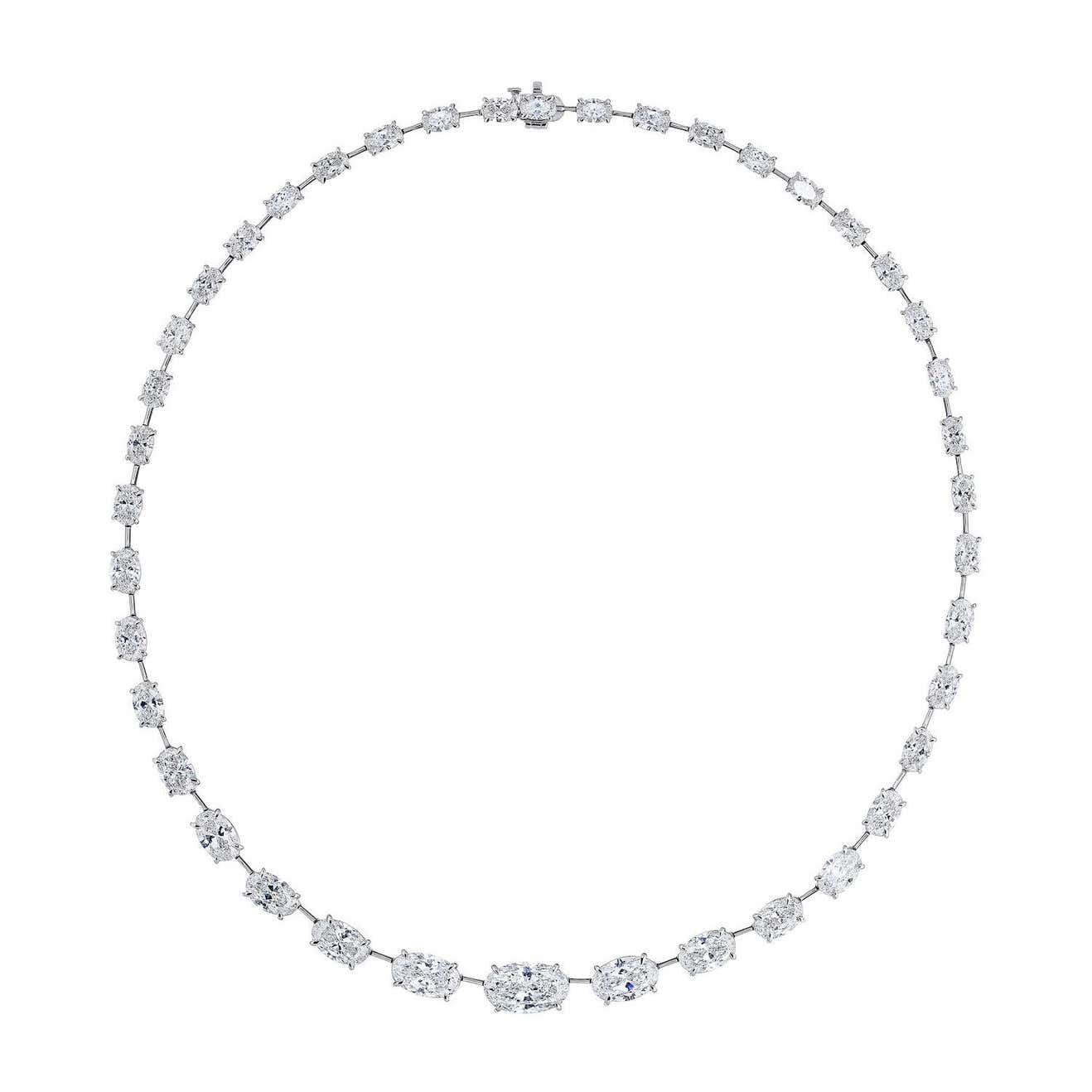 GIA Certified Oval Diamond Riviera Necklace For Sale at 1stDibs