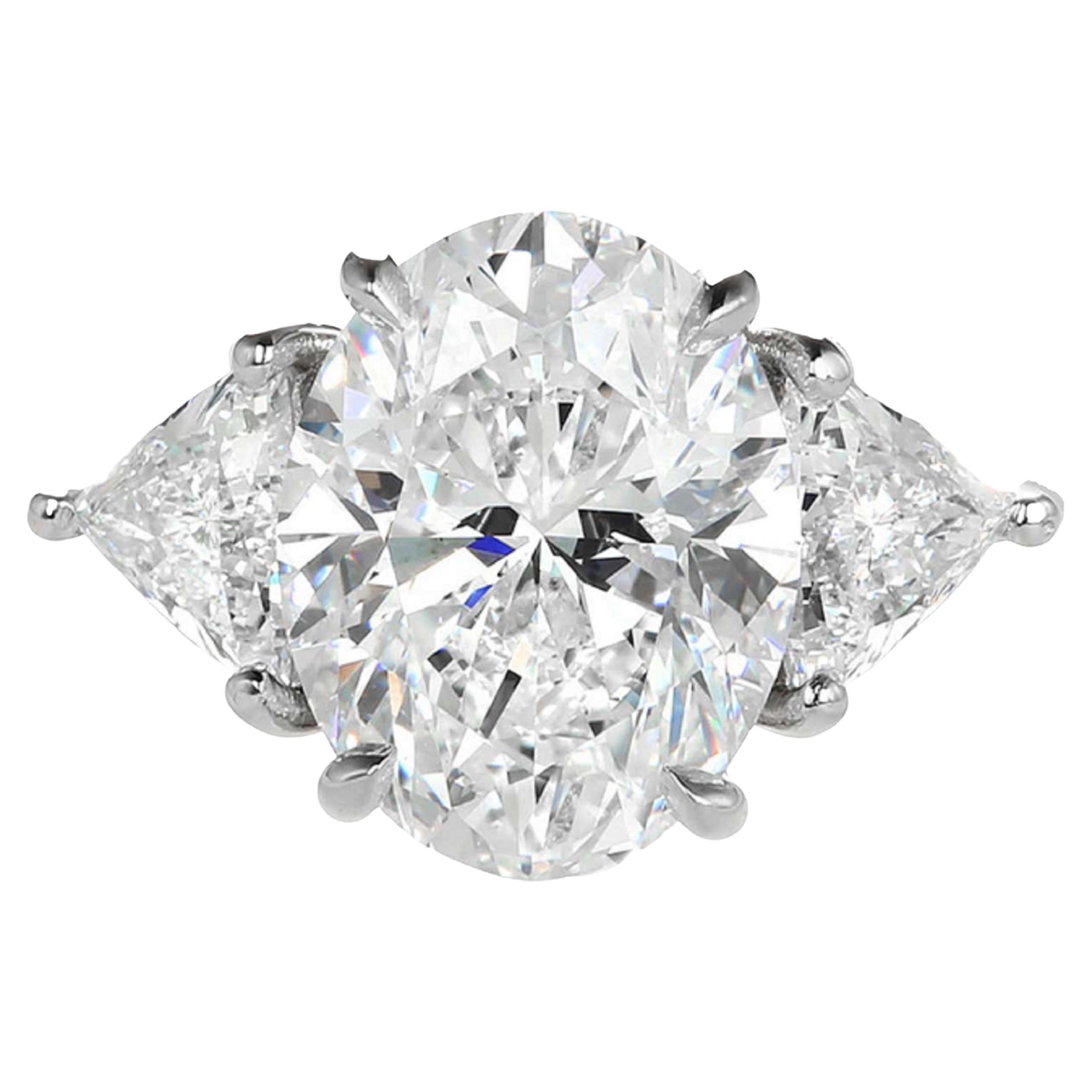 Three Stone Half Moon Oval Diamond Engagement Ring 'GIA Certified' For Sale at 1stDibs three