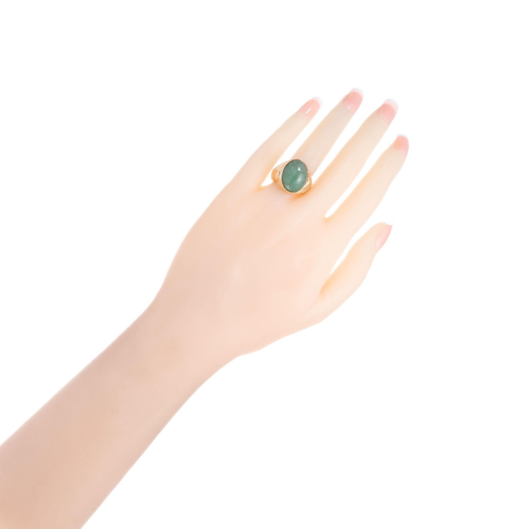 GIA-zertifizierter ovaler Jadeit Jade Roségold Unisex-Ring (Ovalschliff) im Angebot