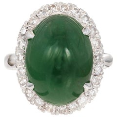 GIA Certified Oval Jadiete Jade Diamond Halo Platinum Cocktail Ring GIA Certified Oval Jadiete Jade Diamond Halo Platinum Cocktail Ring