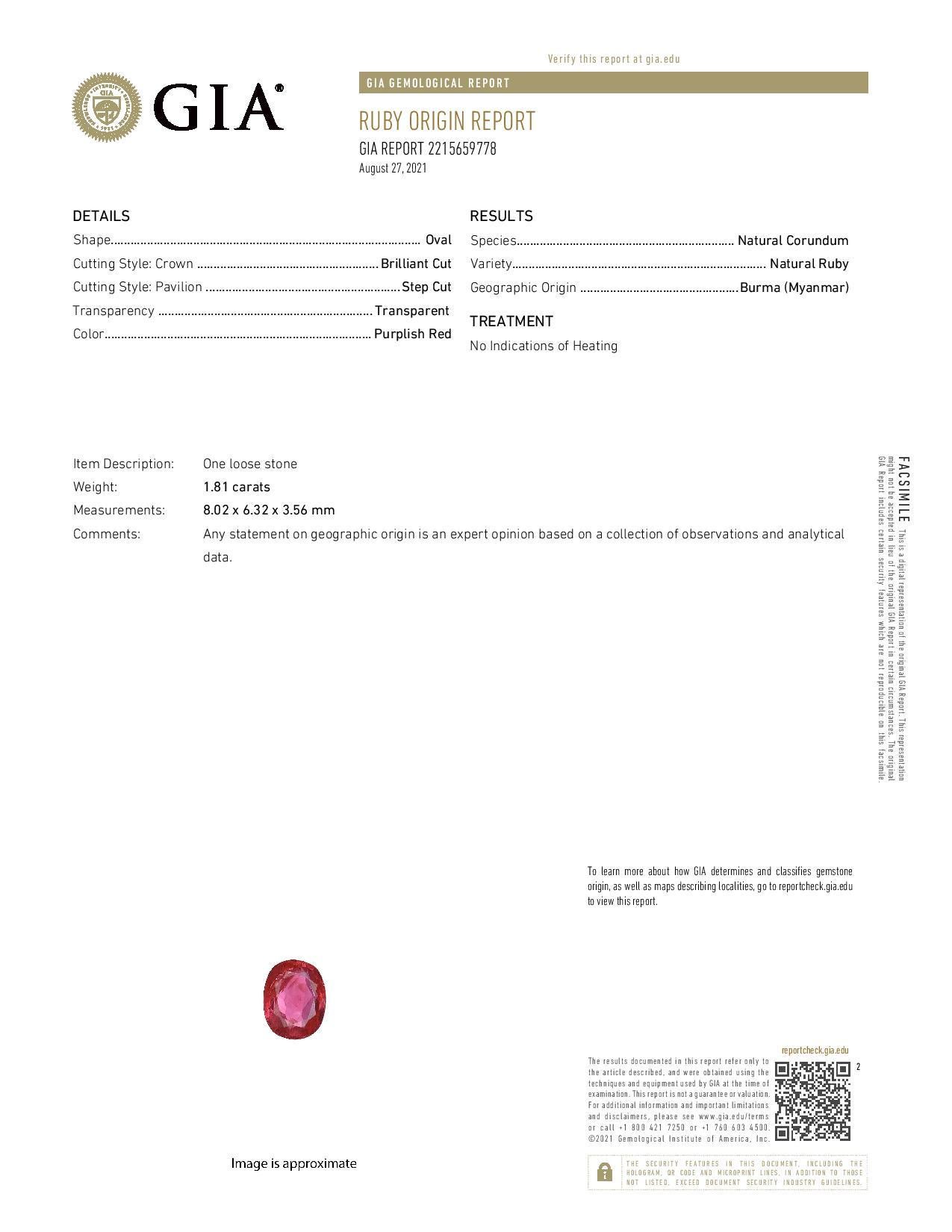 GIA-zertifizierte ovale Rubin- und Diamant-Ohrringe, 18 Karat Weißgold (Ovalschliff) im Angebot