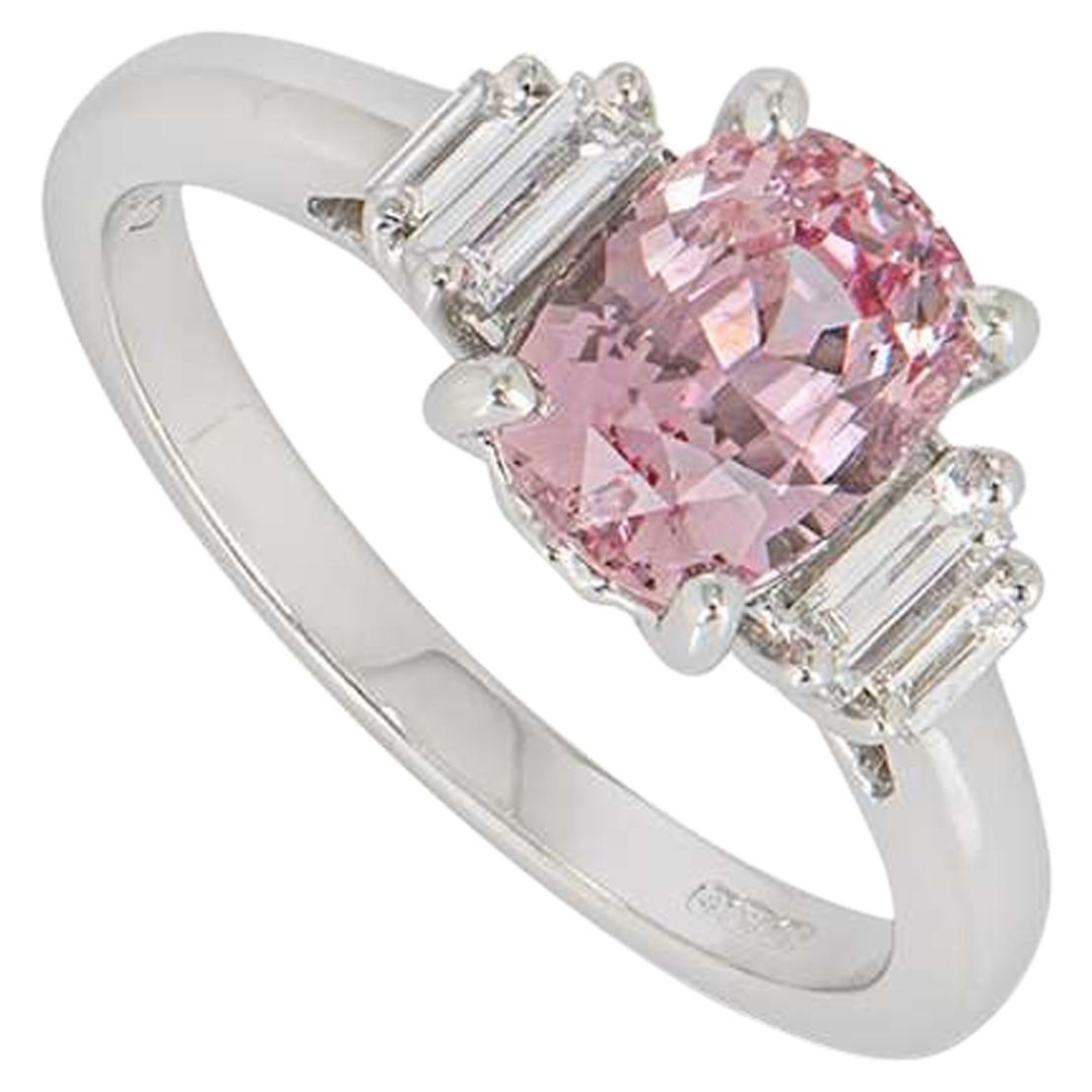 GIA Certified Padparadscha Pink Sapphire and Diamond Ring