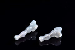 GIA Certified Pair of Icy Jadeite Jade Smoking Pipe Ornaments