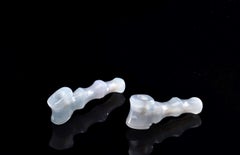 GIA Certified Pair of Icy Jadeite Jade Smoking Pipe Ornaments