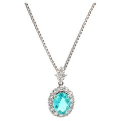 GIA Certified Paraiba Diamond Pendant Necklace