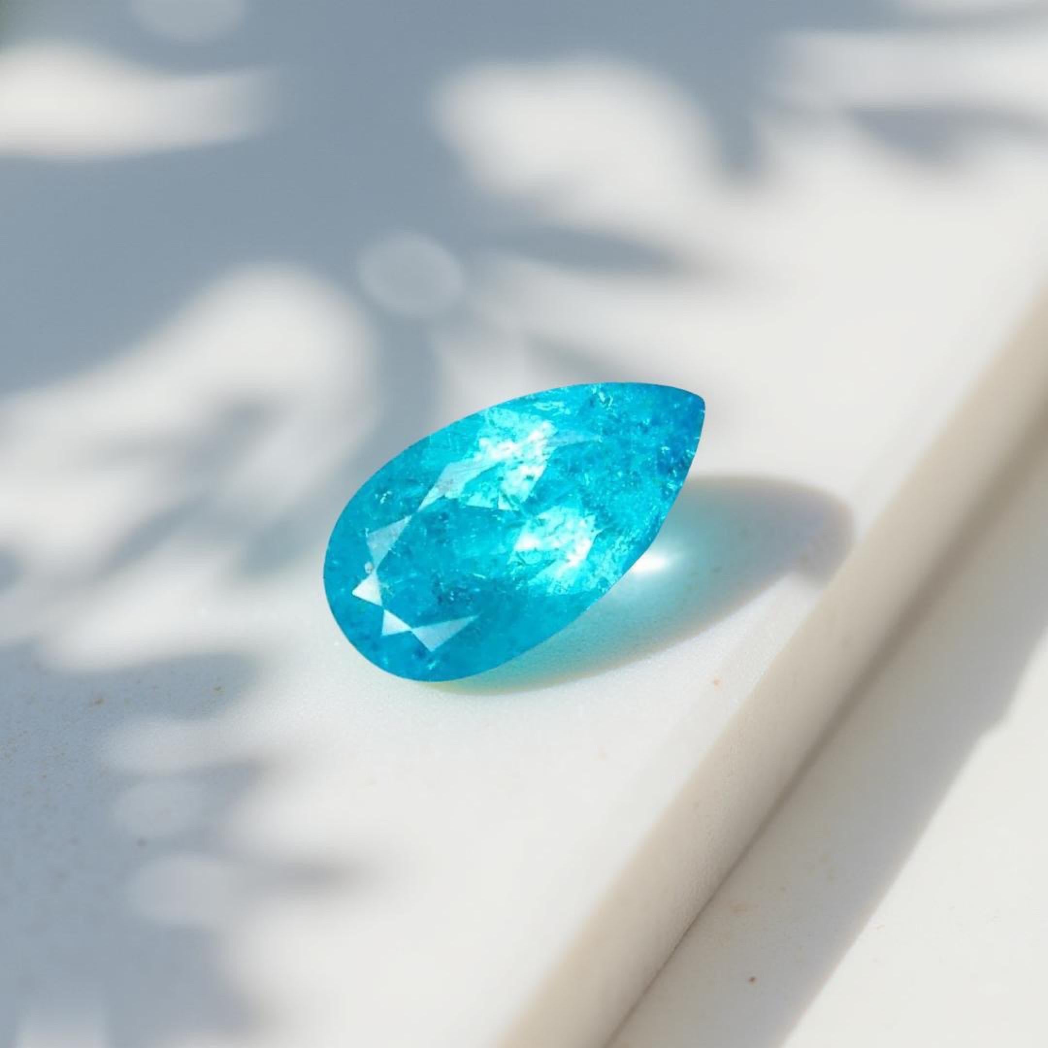 GIA Certified Paraiba Tourmaline 1.41ct Oval  Neon Blue Brazilian Tourmaline For Sale 1