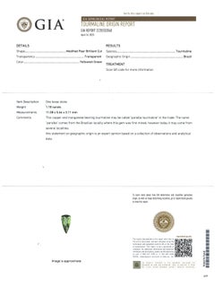 GIA Certified Paraiba Tourmaline and Diamond Baguette Pendant Necklace in Gold