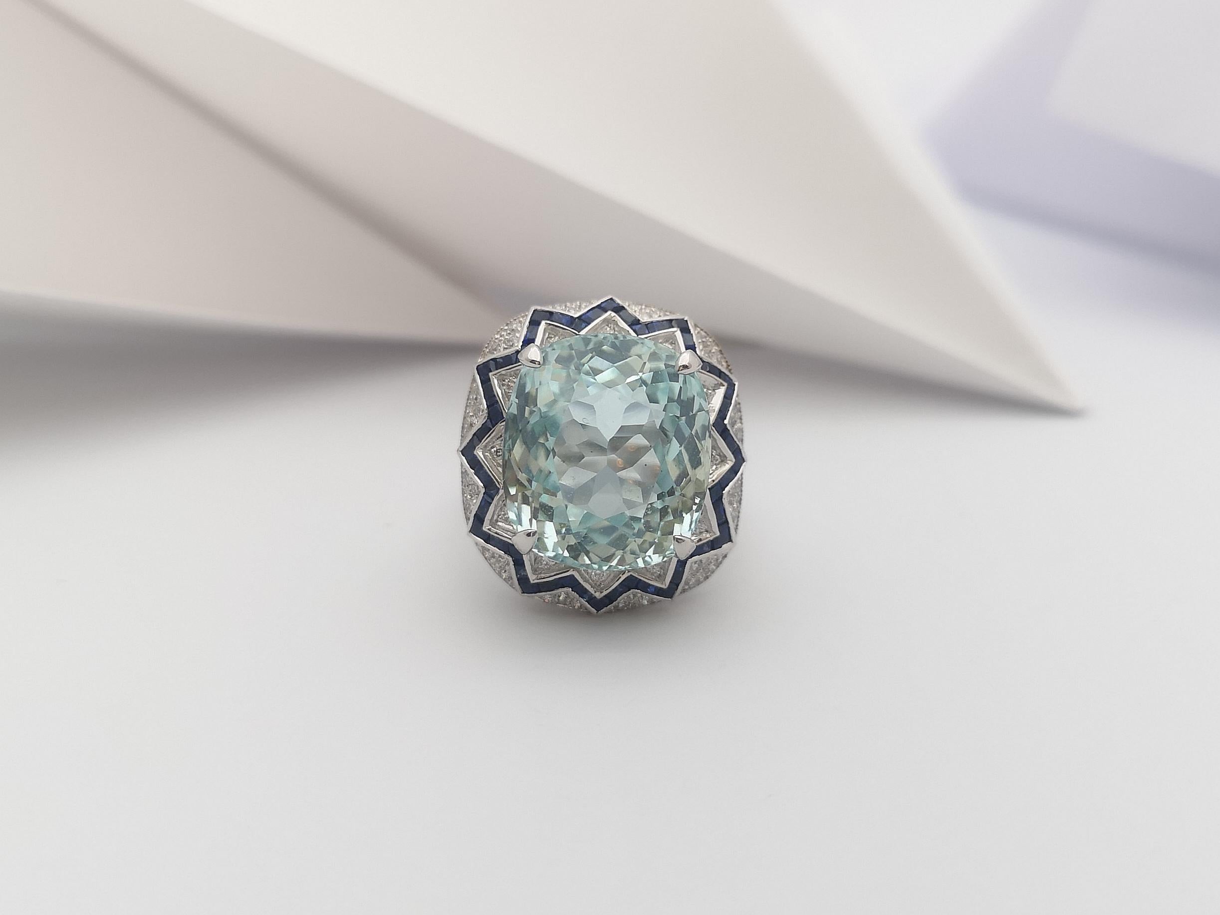 GIA Certified Paraiba Tourmaline, Blue Sapphire, Diamond Ring in 18K White Gold For Sale 1