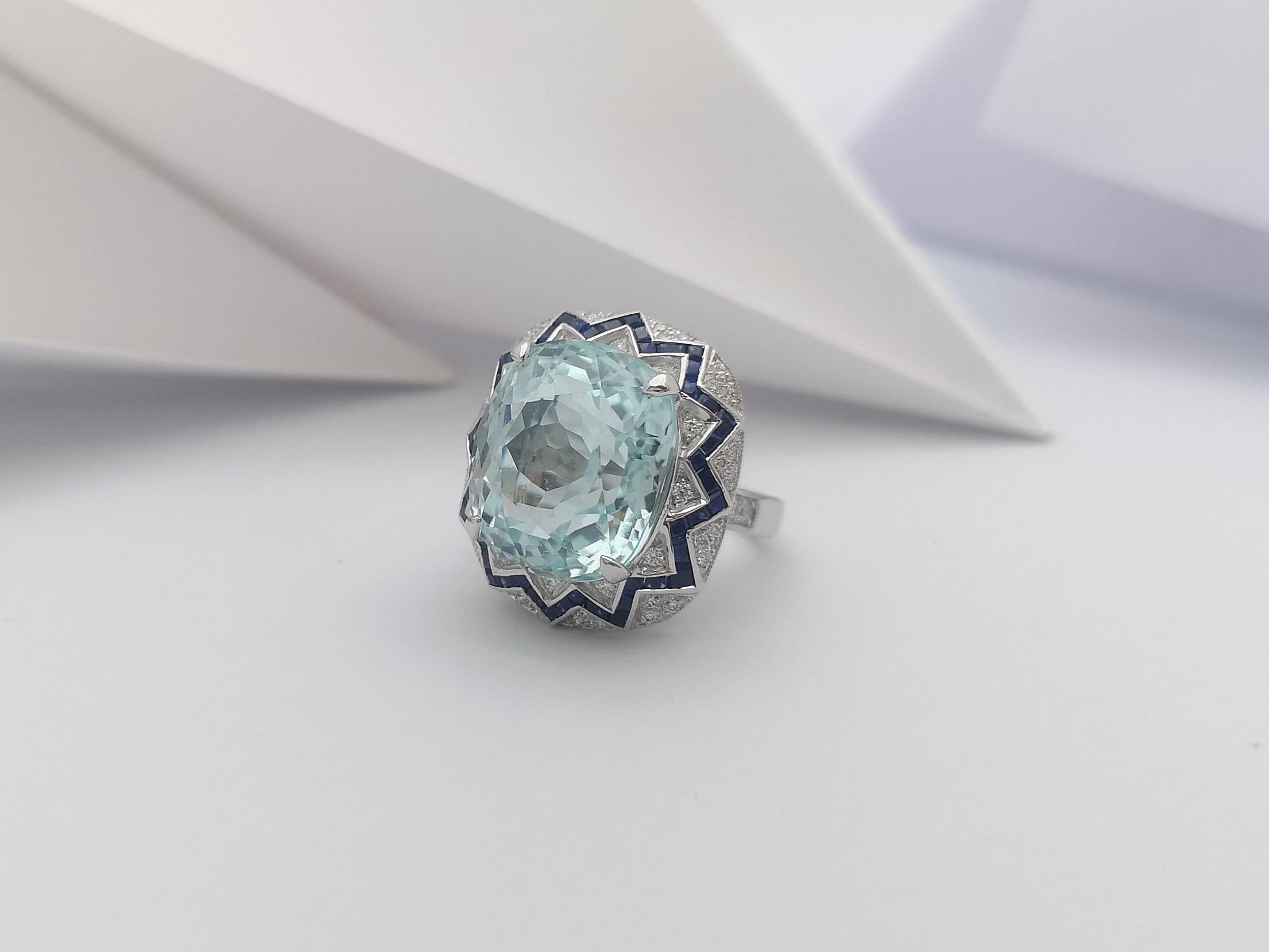 GIA Certified Paraiba Tourmaline, Blue Sapphire, Diamond Ring in 18K White Gold For Sale 3