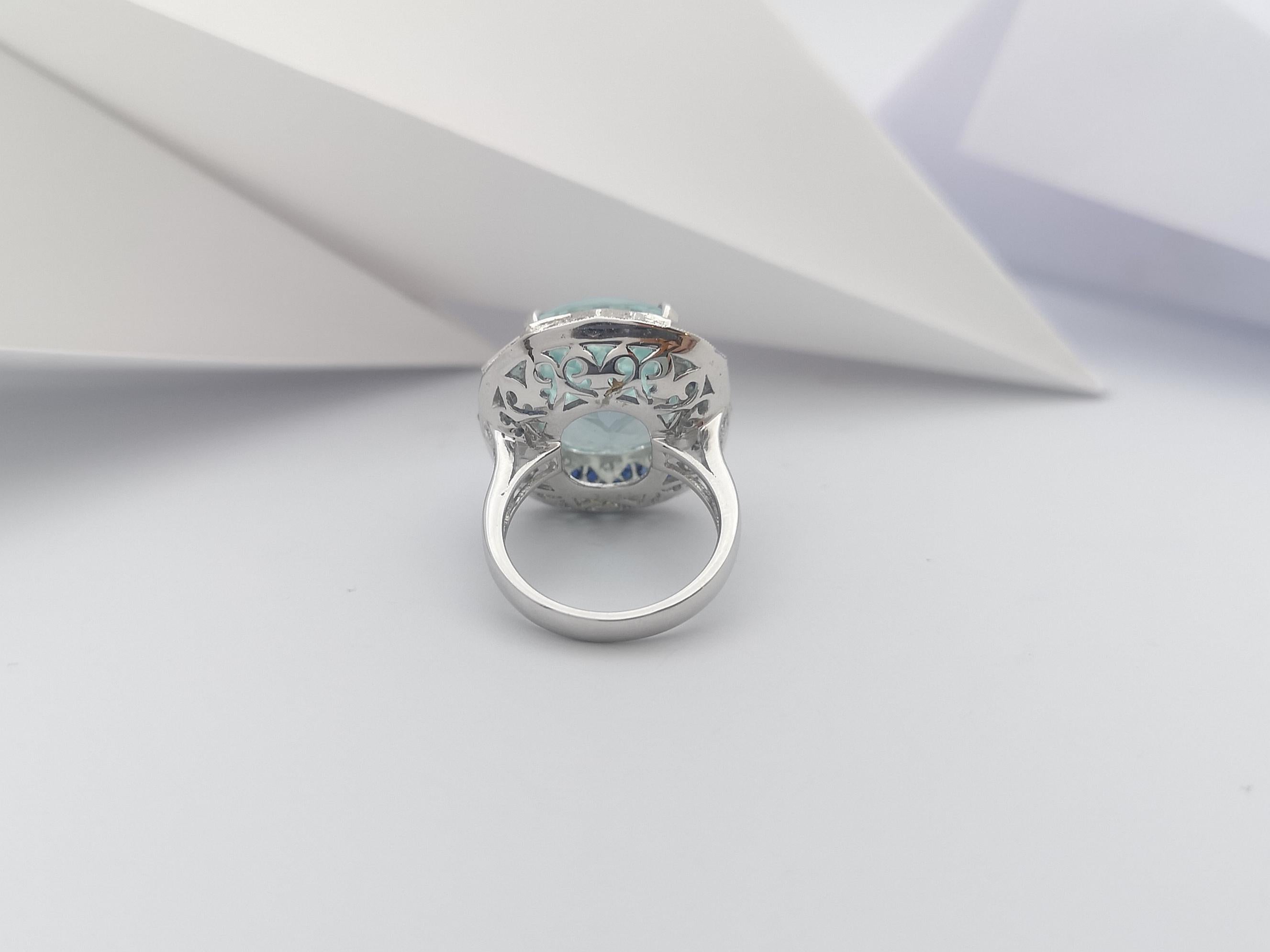 GIA Certified Paraiba Tourmaline, Blue Sapphire, Diamond Ring in 18K White Gold For Sale 4