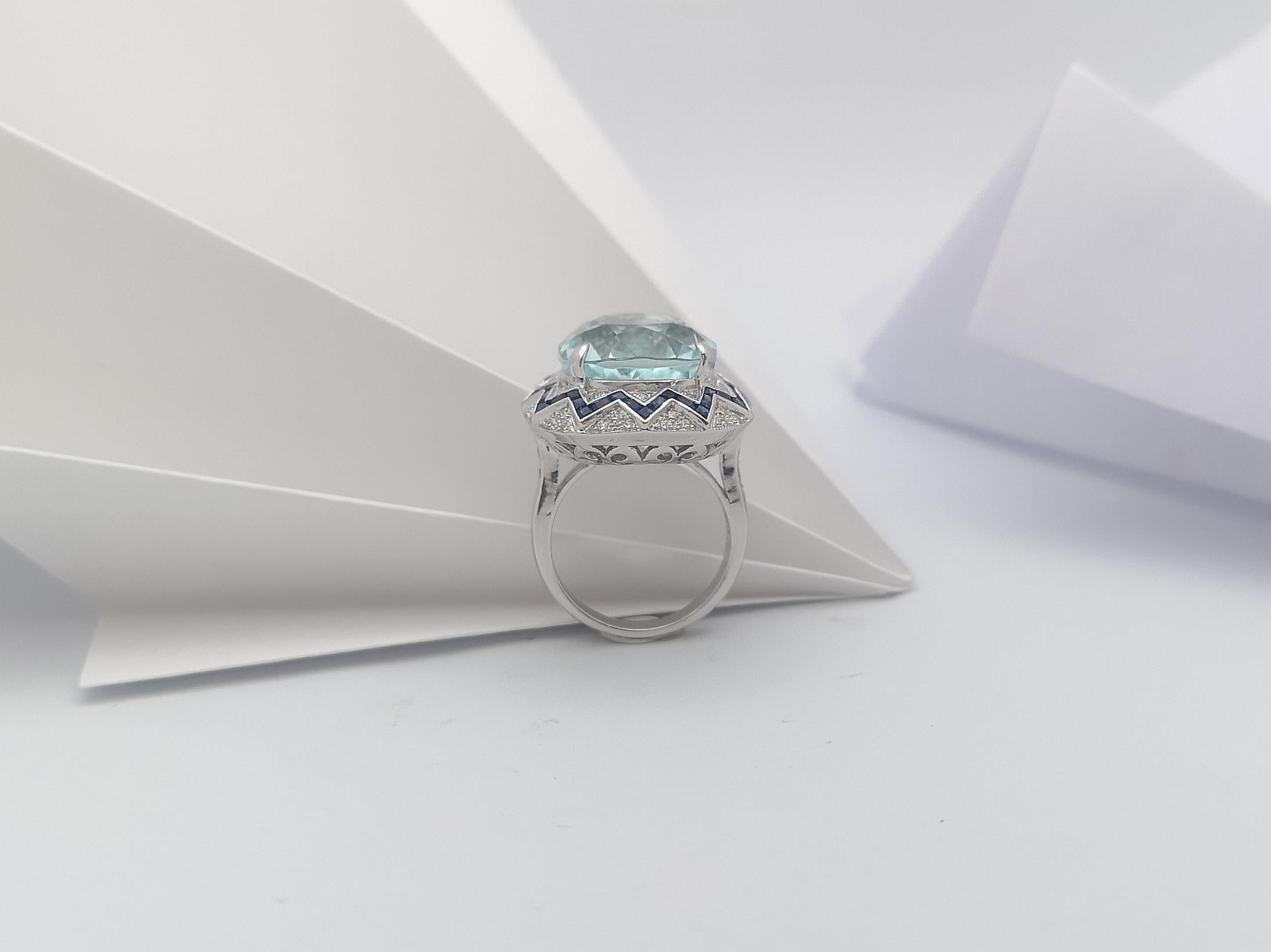 Bague en or blanc 18 carats avec tourmaline Paraiba, saphir bleu et diamants certifiés GIA en vente 8