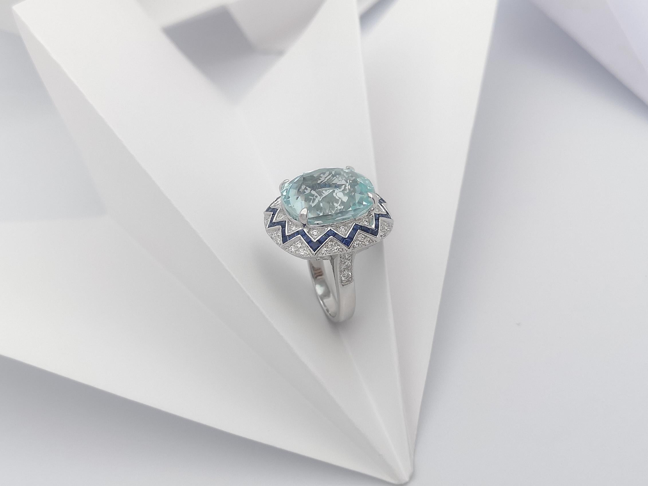 GIA Certified Paraiba Tourmaline, Blue Sapphire, Diamond Ring in 18K White Gold For Sale 6