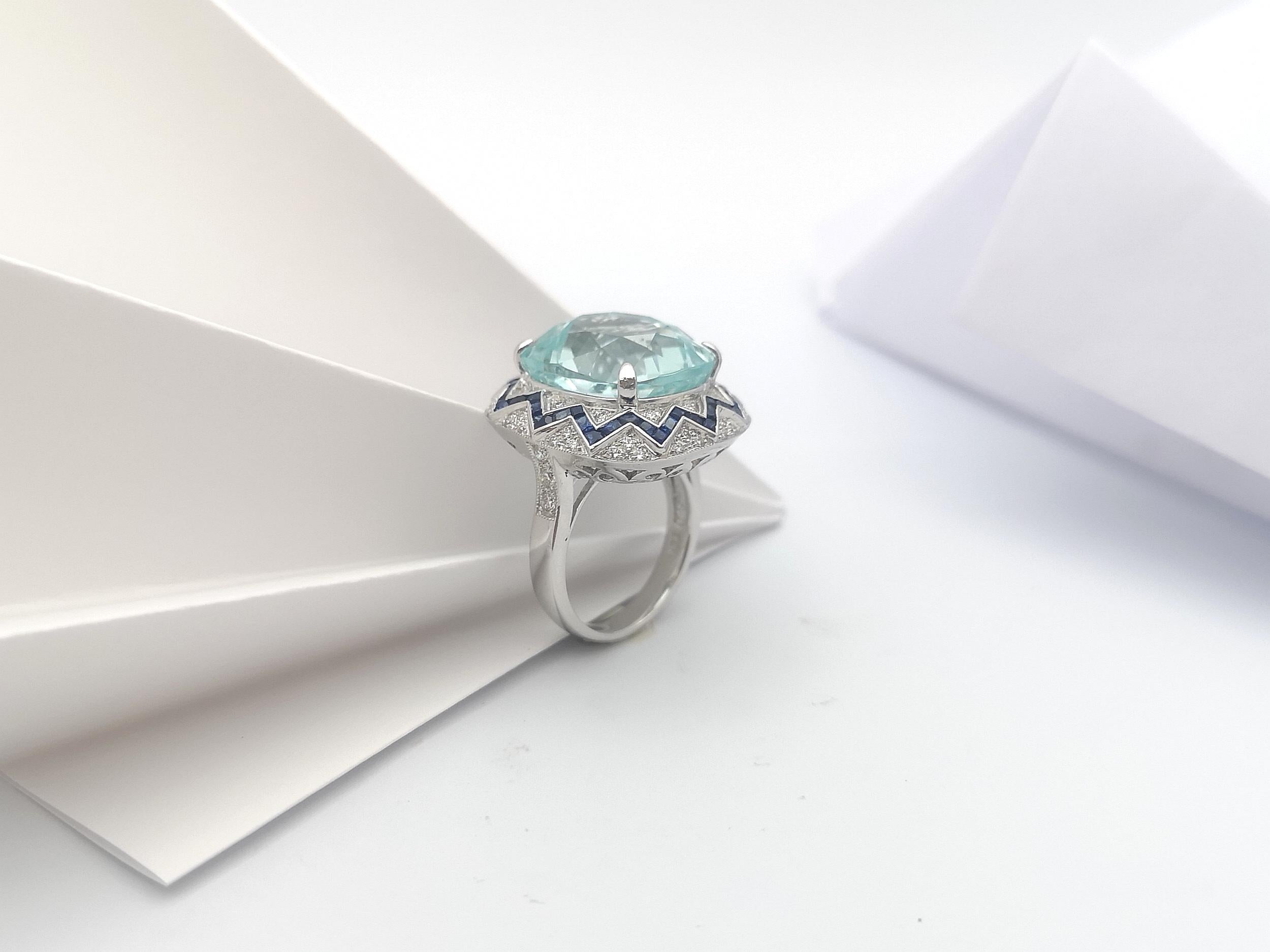 GIA Certified Paraiba Tourmaline, Blue Sapphire, Diamond Ring in 18K White Gold For Sale 7