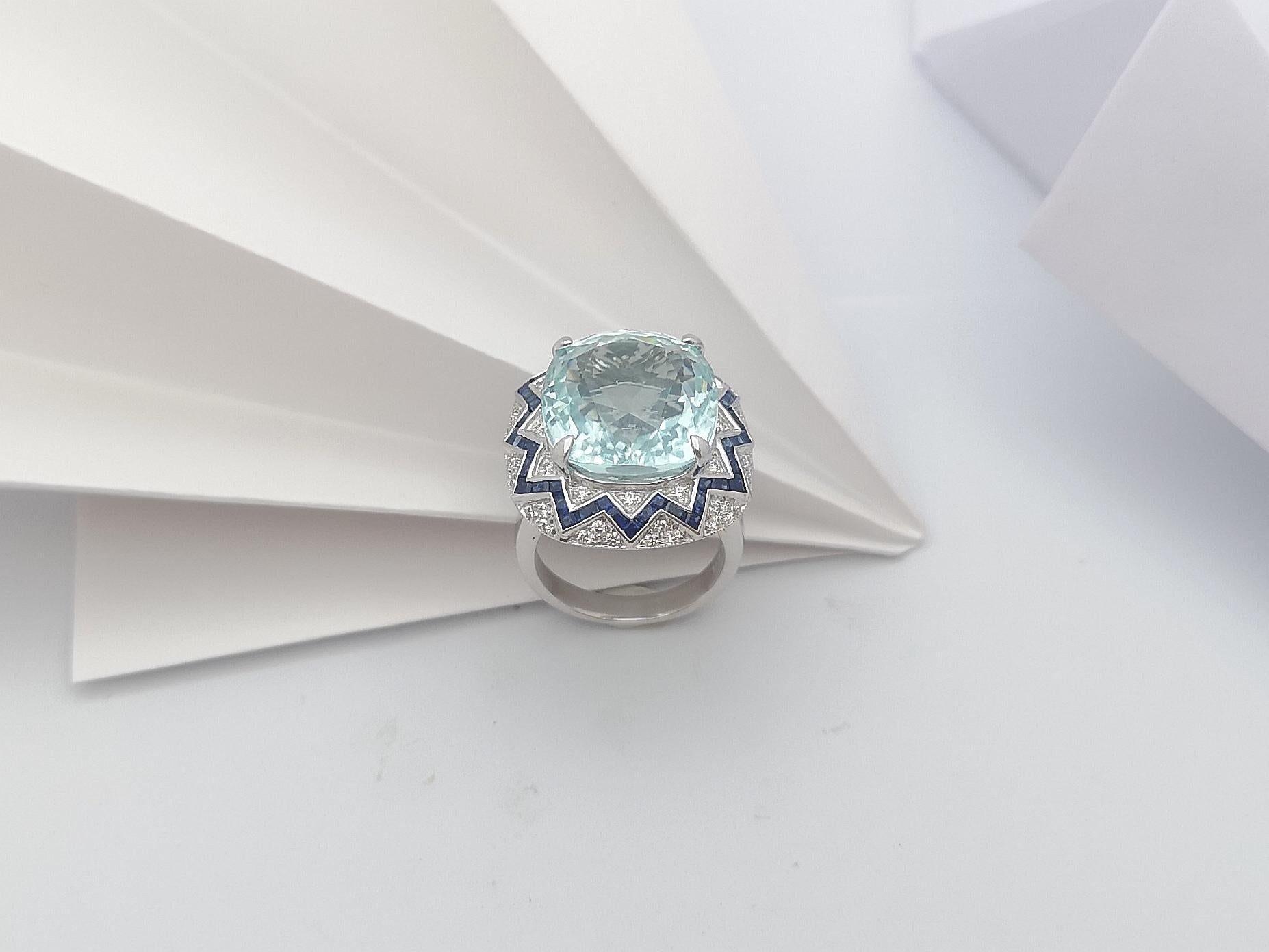 GIA Certified Paraiba Tourmaline, Blue Sapphire, Diamond Ring in 18K White Gold For Sale 8