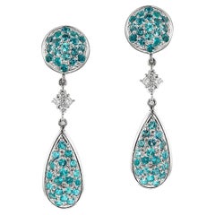 Pendientes colgantes de turmalina paraiba con certificado GIA, platino y oro blanco