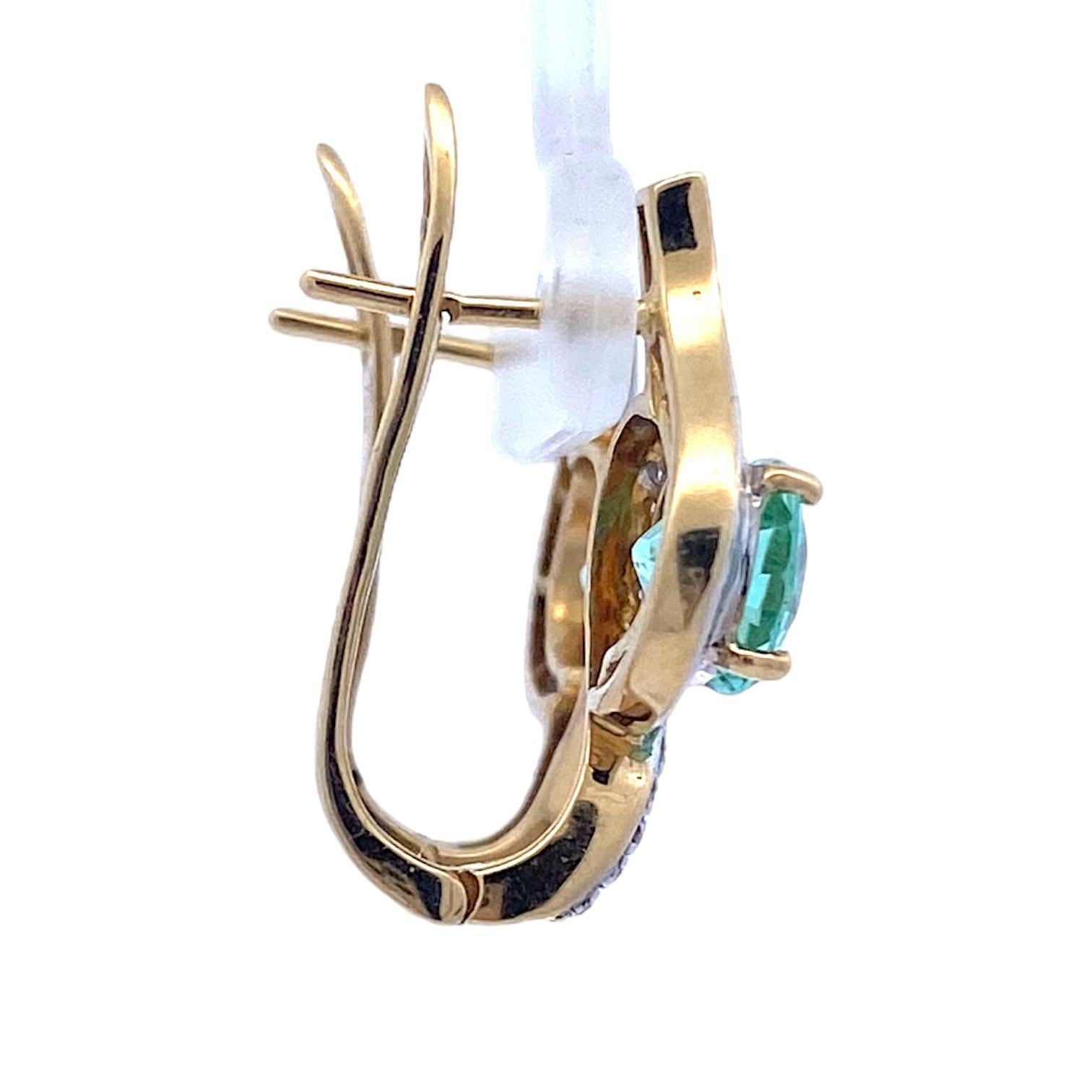 Contemporary GIA Certified Paraiba Tourmaline & Diamond 18K Earrings For Sale