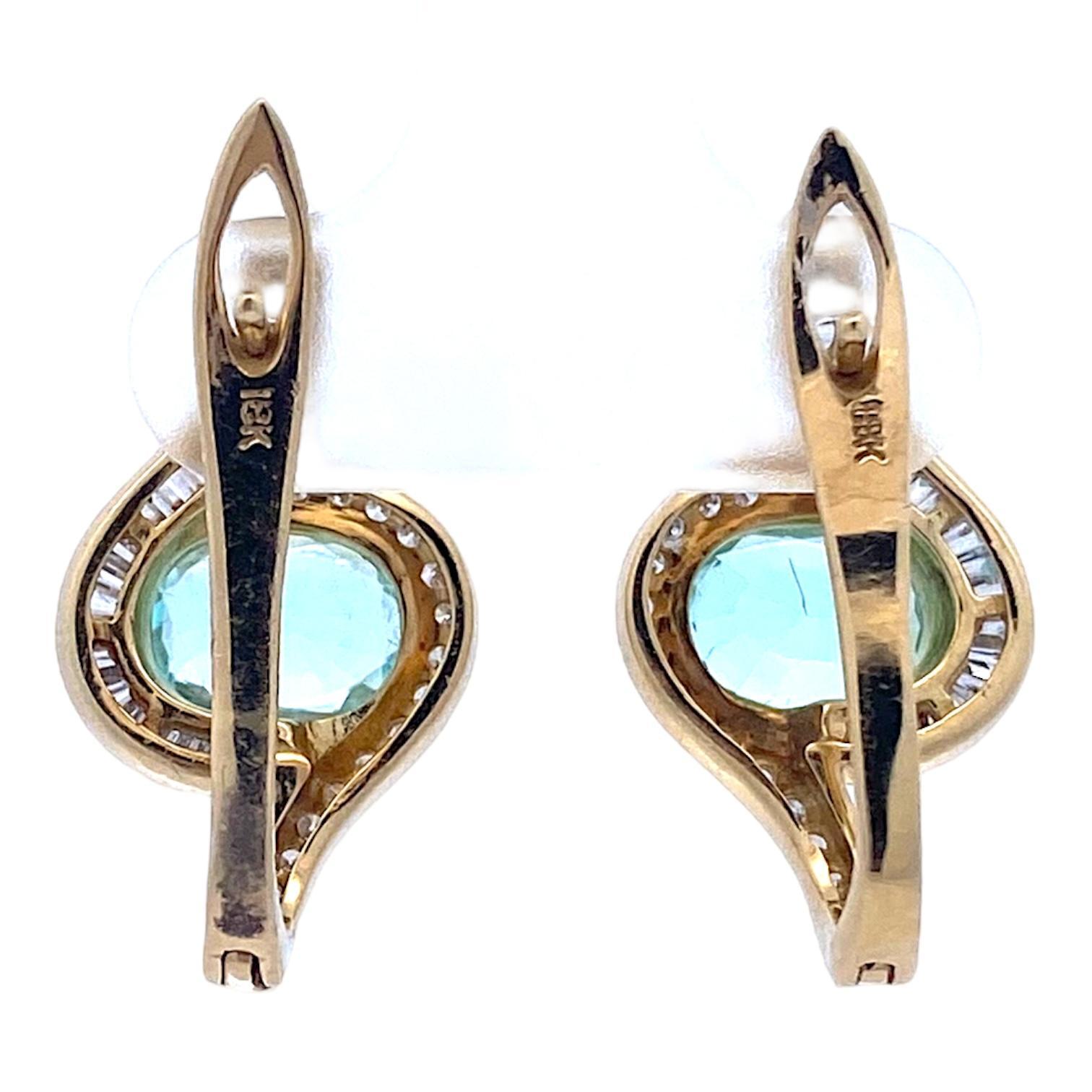 Oval Cut GIA Certified Paraiba Tourmaline & Diamond 18K Earrings For Sale