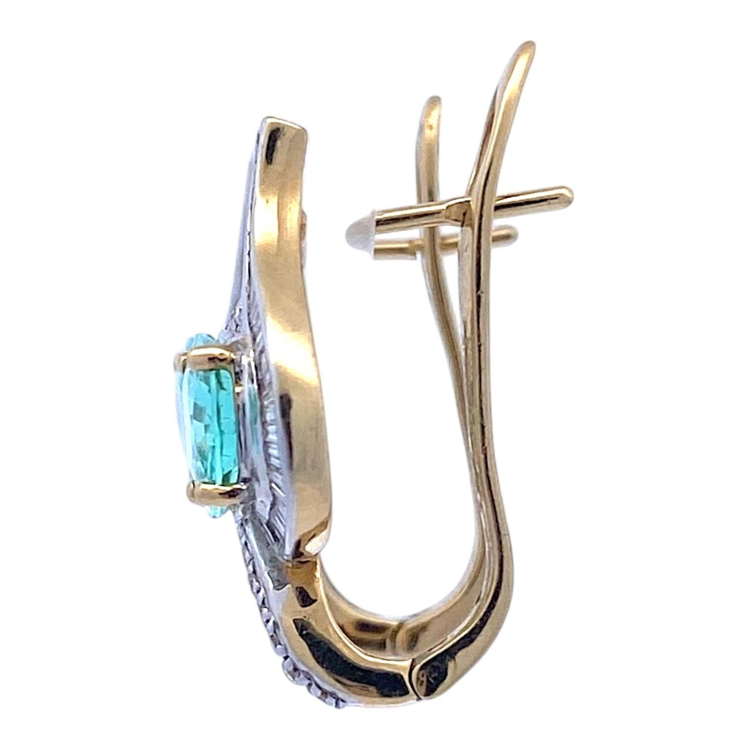 GIA Certified Paraiba Tourmaline & Diamond 18K Earrings In Good Condition For Sale In Henderson, NV