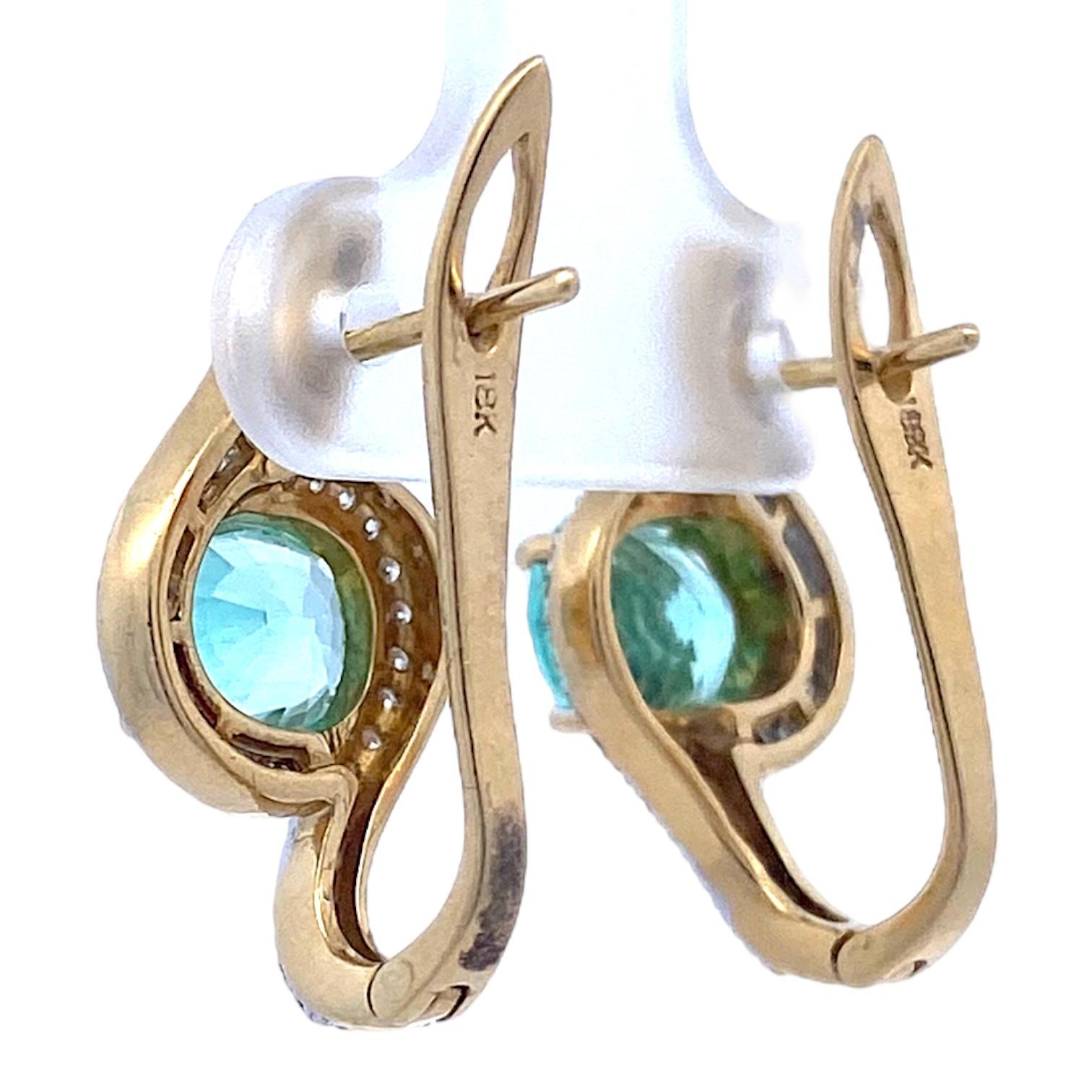 Women's GIA Certified Paraiba Tourmaline & Diamond 18K Earrings For Sale