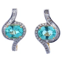 GIA Certified Paraiba Tourmaline & Diamond 18K Earrings