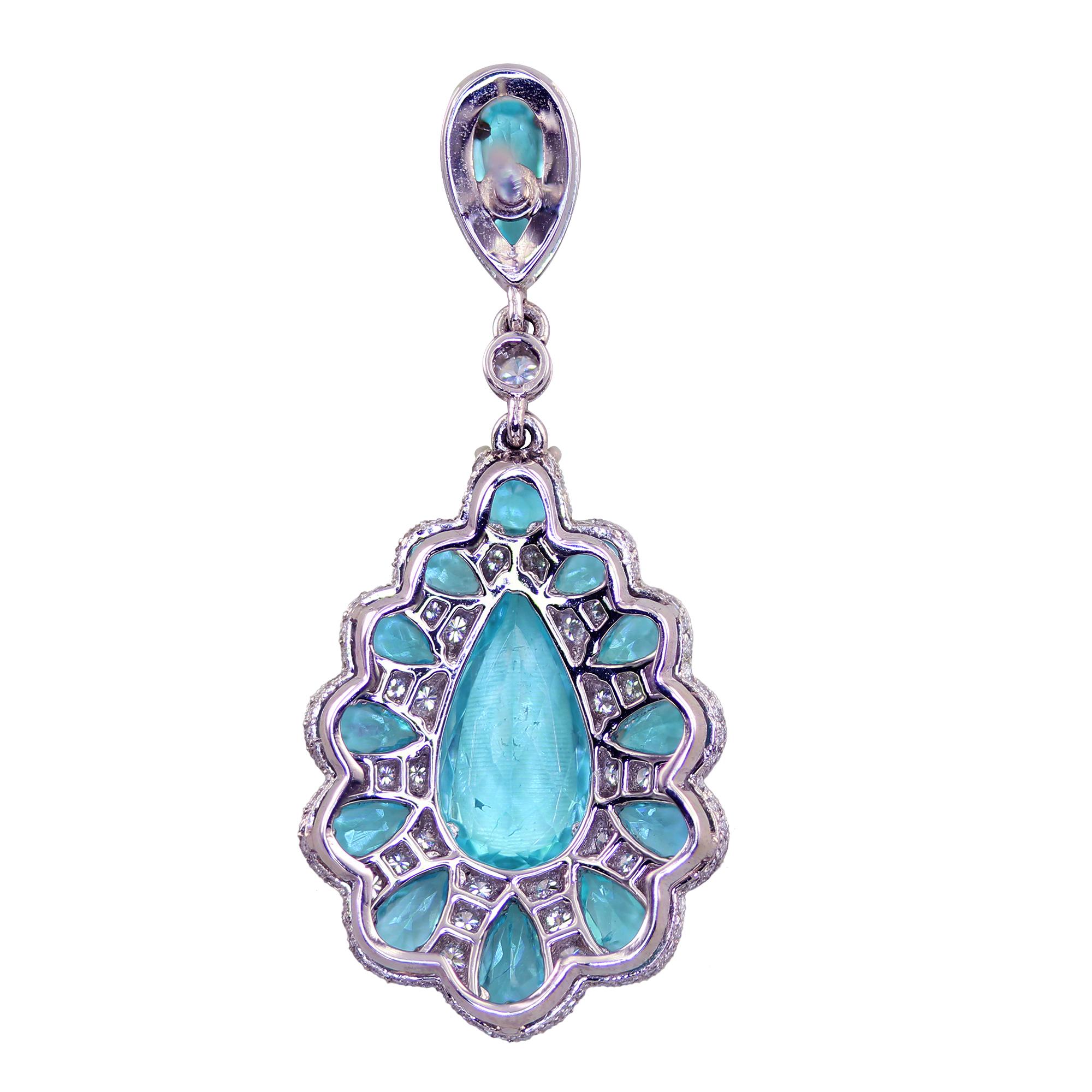 Modern GIA Certified Paraiba Tourmaline Earrings Set in Platinum For Sale