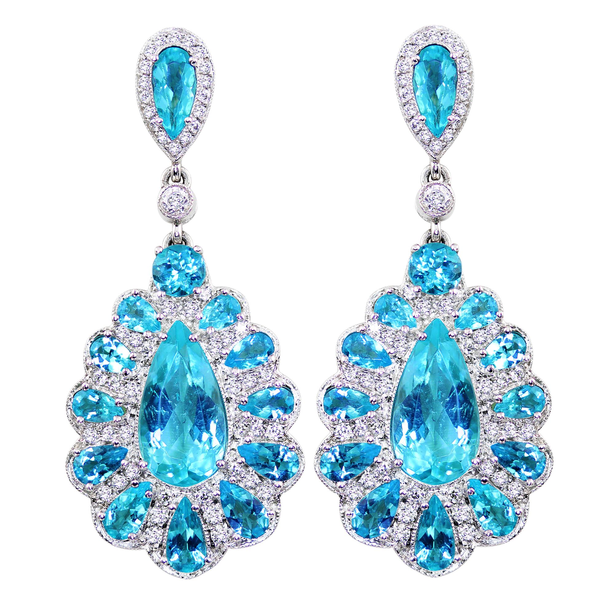 GIA Certified Paraiba Tourmaline Earrings Set in Platinum  For Sale