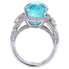 9,1 Karat GIA zertifizierter Paraiba Turmalin Weißer Diamant Weißgold Ring