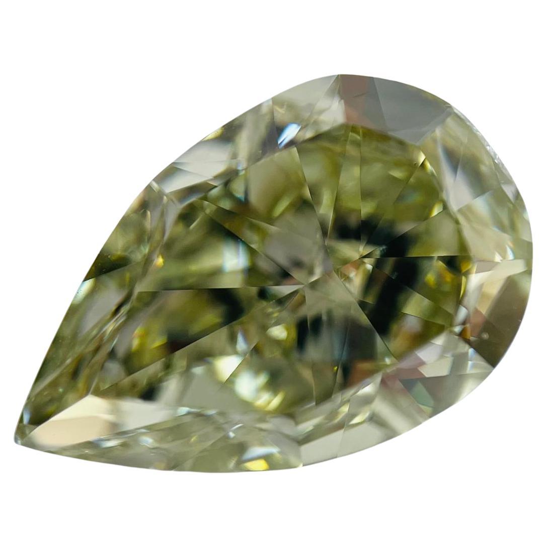 GIA Certified Pear 8.27ct. Natural Loose F. Grayish Yellowish Green VVS2 Diamond