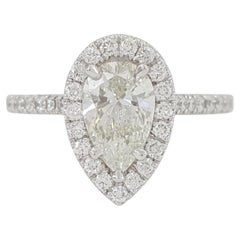 GIA Certified Pear Brilliant Cut Diamond Halo Engagement Ring in Platinum