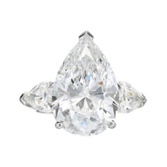 GIA 3 Carat Pear Cut Three Stone Diamond Ring