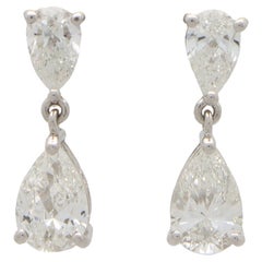 GIA Certified Pear Cut Drop Earrings Set in Platinum