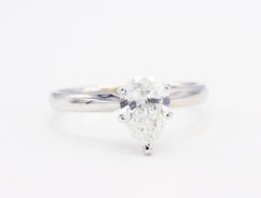 GIA Certified Pear Shape 0.96 Carat G SI2 Solitaire Diamond Engagement Ring
