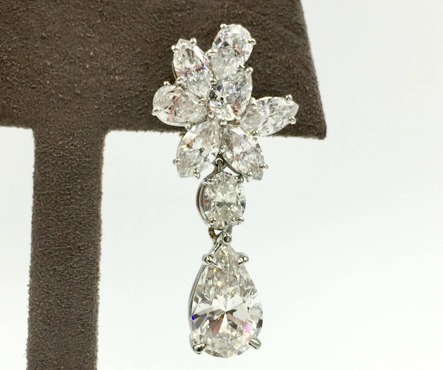 Modern GIA Certified Pear Shape Diamond Drop Earrings 
