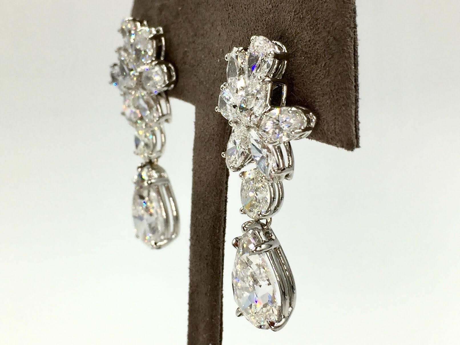GIA Certified Pear Shape Diamond Drop Earrings  In New Condition In Pikesville, MD