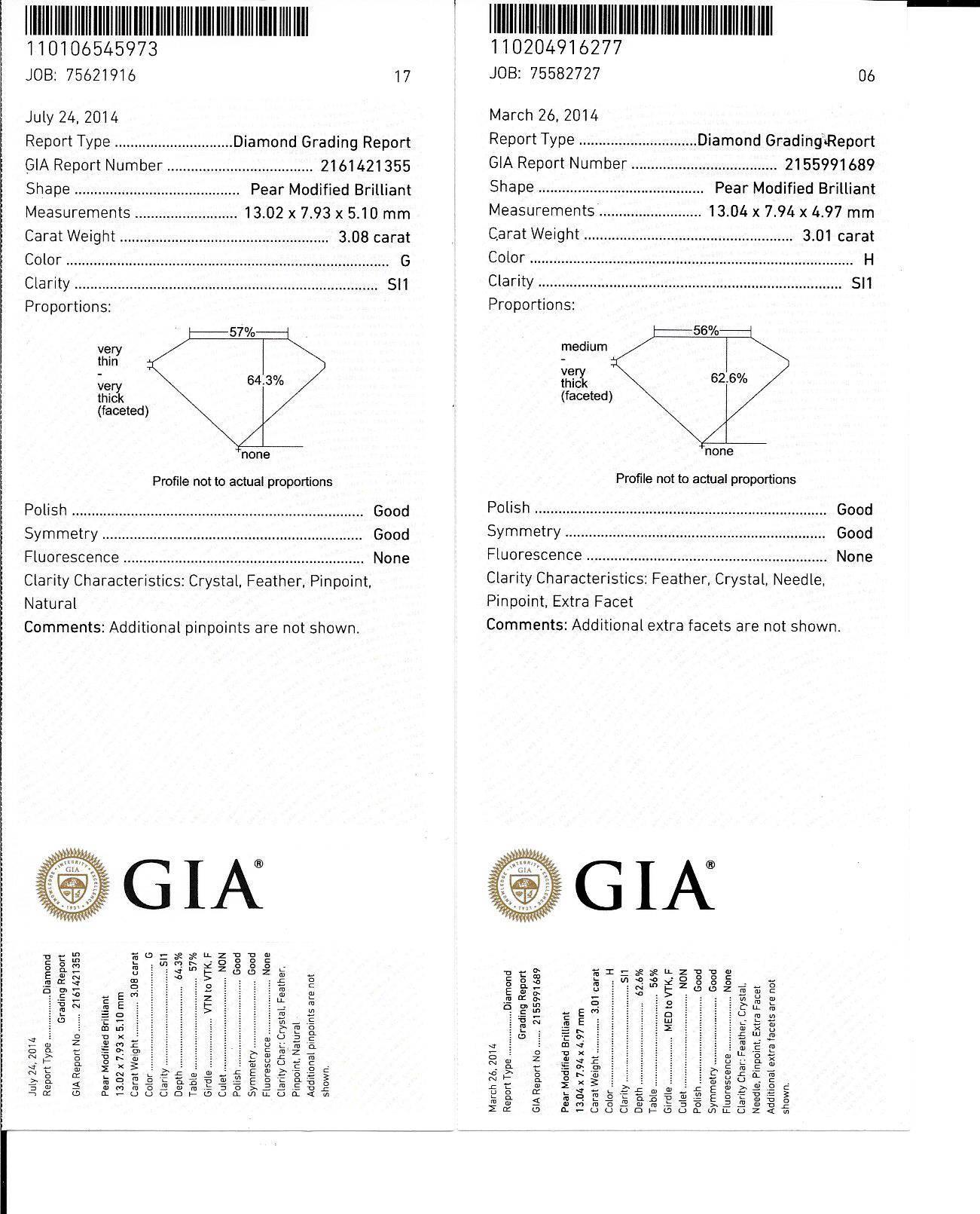 GIA Certified Pear Shape Diamond Drop Earrings  1