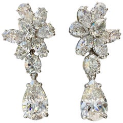 GIA Certified Pear Shape Diamond Drop Earrings 