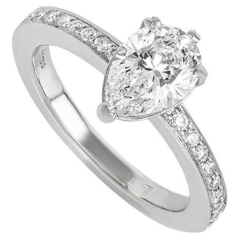 GIA Certified Pear Shape Diamond Engagement Ring 1.21 Carat G/VS1 For Sale