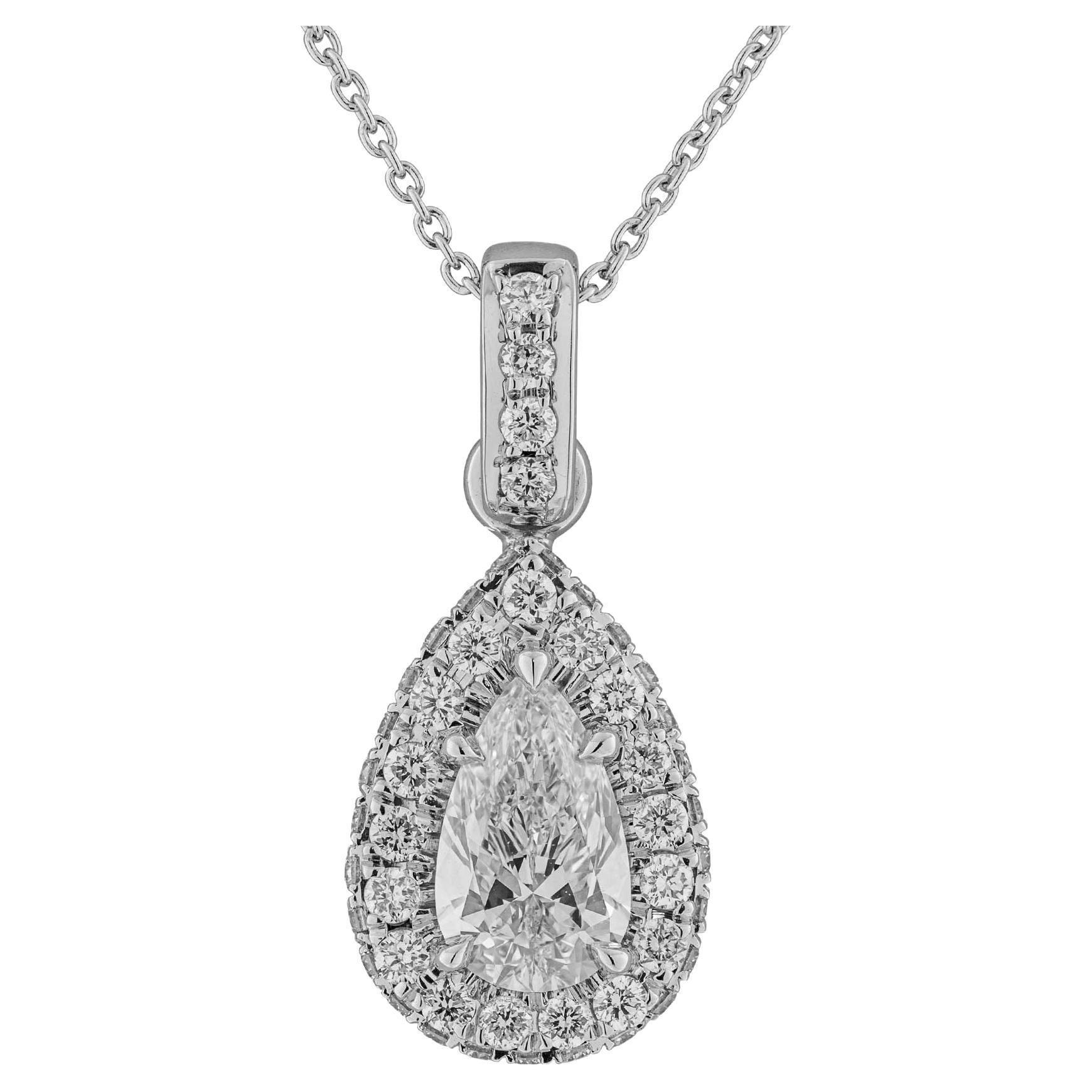 GIA Certified Pear Shape Diamond Pendant For Sale