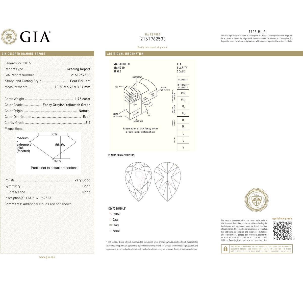 GIA Certified Pear Shape Diamond Pendant Necklace 1