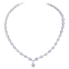 GIA Certified Pear Shape Diamond Riviera Necklace with 42.24 Carats